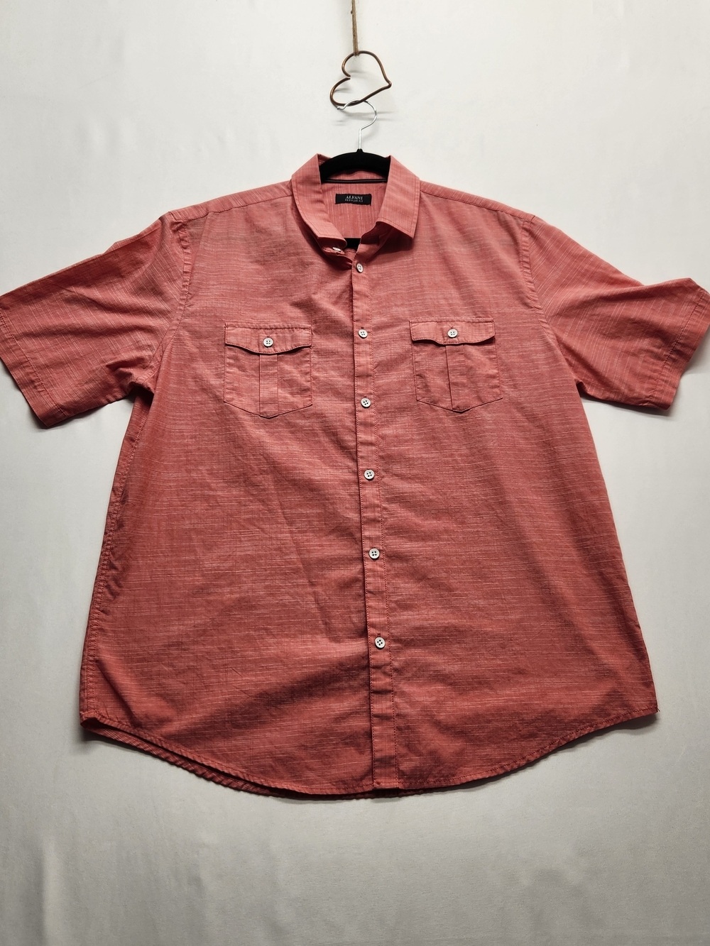 ⭐️Alfani Spiced Coral Slub Texture Short Sleeve Button Down Shirt  Large Office